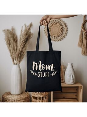 Custom Black Tote Mom Stuff